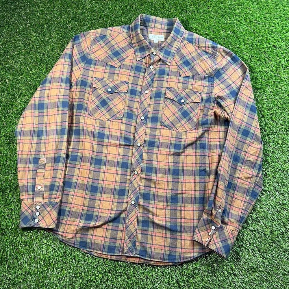 Tecovas Pearl Snap Large Plaid Western Long Sleeve Button Up Cowboy Shirt Size L